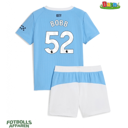 Manchester City Oscar Bobb #52 Hemmaställ Barn 2025-26 Kortärmad (+ Korta byxor)